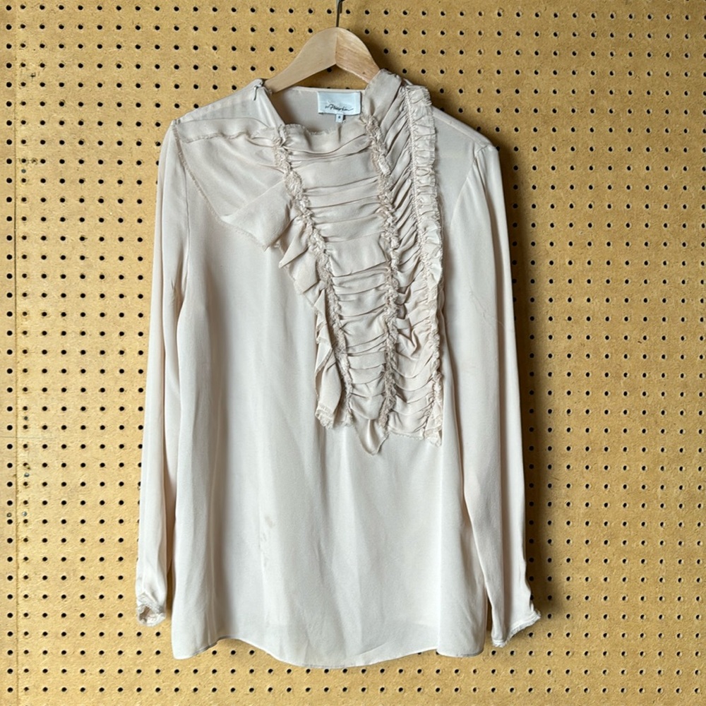 Philip Lim Silk Y2K Pink Raw Edge Blouse